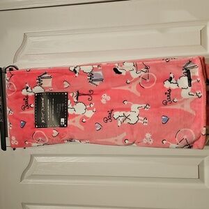 Betsey Johnson 50"x70" Soft Throw Blanket Poodle Flowers Paris Eiffel Tower NWT